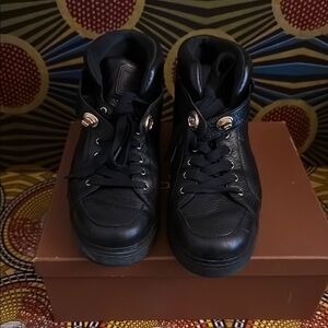 Coach Black Leather High-Top Boots